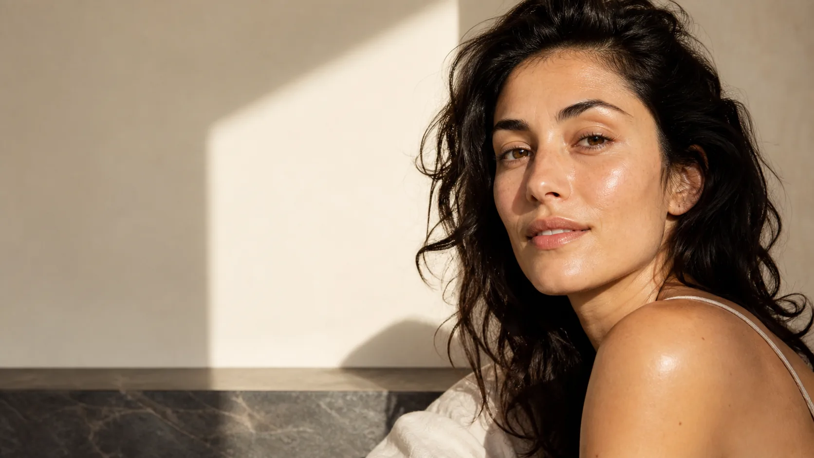 Natural skin texture in soft light for a hydration and skin-quality discussion