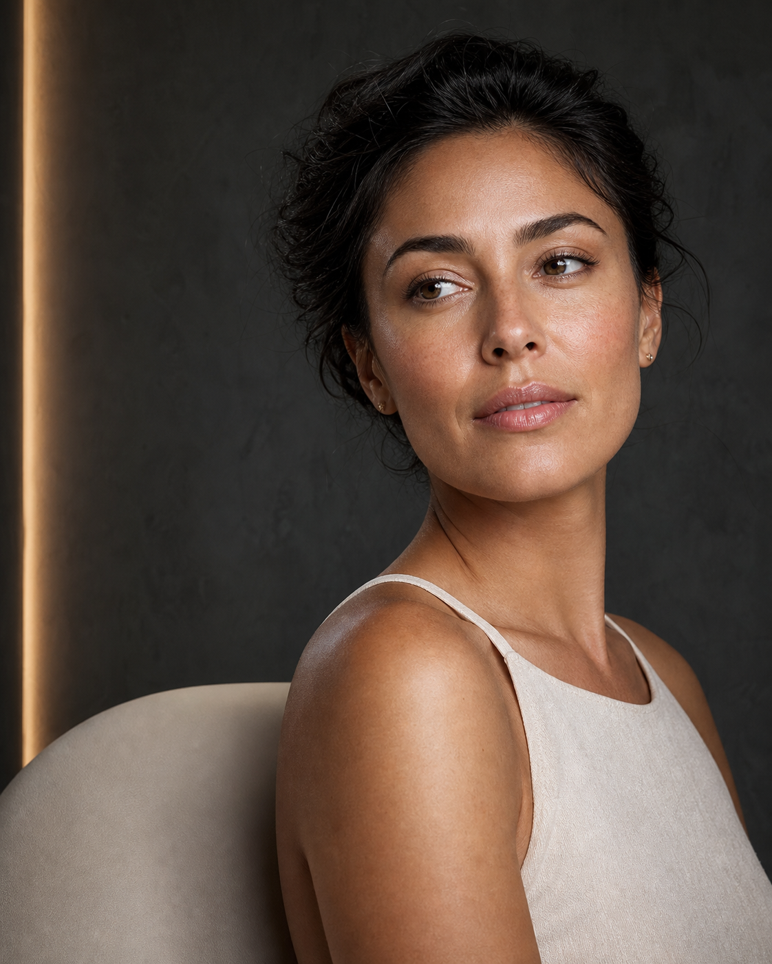 RF Microneedling treatment consultation in a warm aesthetics studio