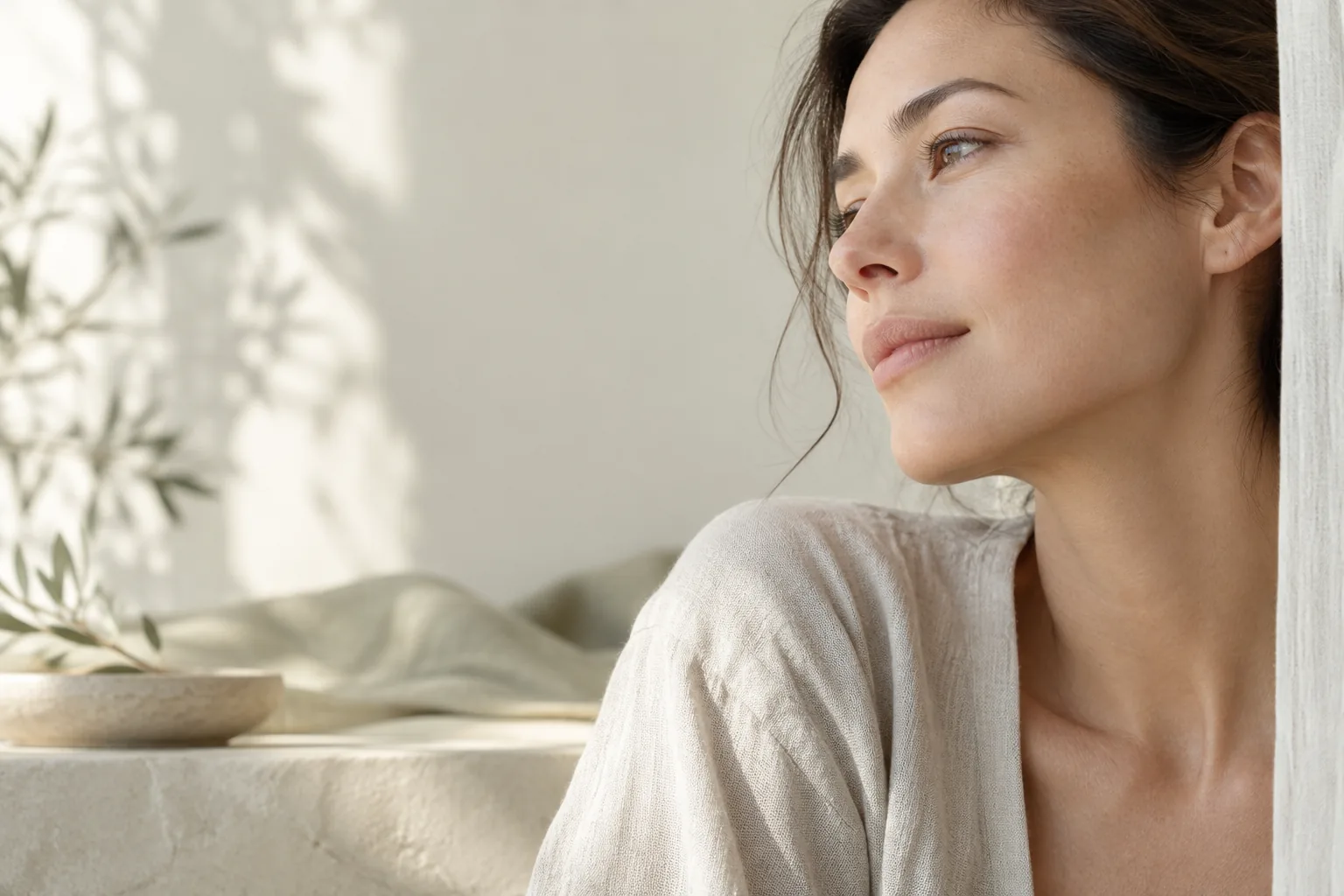 Natural skin texture in soft light for a skin hydration consultation